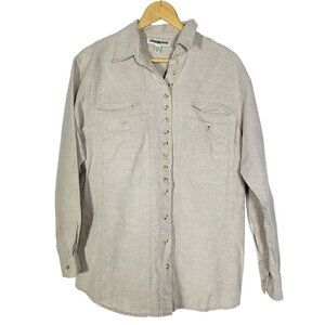 Boston Proper Women's Linen Button Down Long Line Light Weight Shirt  Size 10
